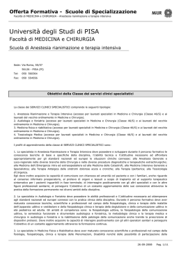 Ordinamento della Scuola di Anestesia, rianimazione e terapia