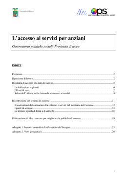 L`accesso ai servizi per anziani - Osservatorio per le Politiche