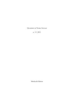 Quaderni di Teoria Sociale n. 11 | 2011 Morlacchi Editore