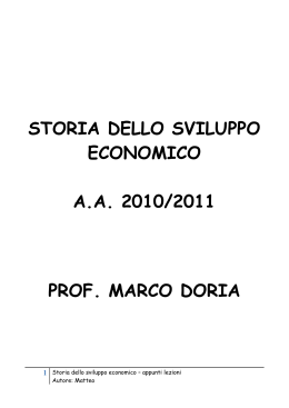 STORIA DELLO SVILUPPO ECONOMICO A.A. 2010
