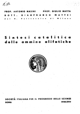 Sintesi catalitica delle ammine alifatiche