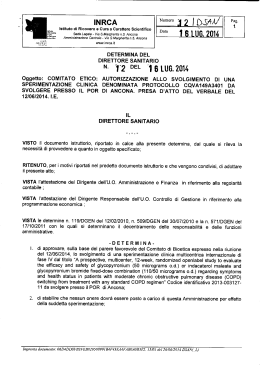 comitato etico: autorizzazione allo svolgimento di una