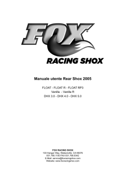 Manuale utente Rear Shox 2005
