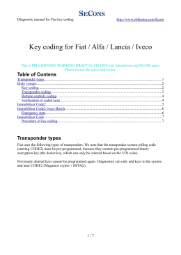 Key coding for Fiat / Alfa / Lancia / Iveco - Auto