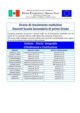 Orario di ricevimento mattutino Docenti Scuola Secondaria di primo