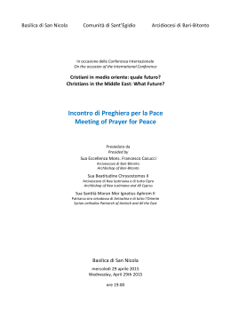 Preghiera per la Pace - Comunità di Sant`Egidio