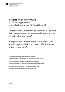 L`int&eacute;gration - Die Eidgen&ouml;ssische Kommission f&uuml;r Migrationsfragen