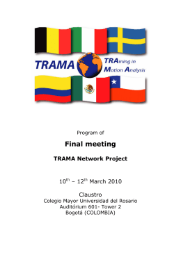 Final meeting - The TRAMA Project - Project Workplan