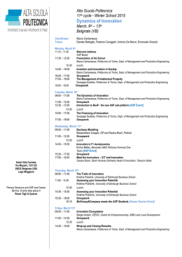 Dynamics of Innovation - Alta Scuola Politecnica