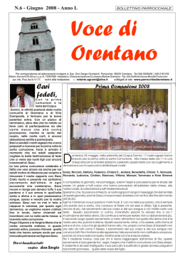 N&deg; 6 Giugno 2008 - Parrocchie di Orentano