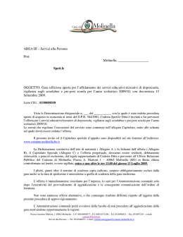 Servizi alla Persona Prot. Molinella, Spett.le OGGETTO