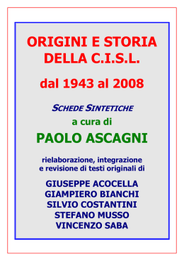 Origini e storia della CISL 1943/2009