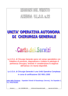 La UOA di Chirurgia Generale opera nel campo