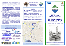 29° Trofeo “Enrico Meroni” 28 Coppa Sprinters “Amici Nuoto Riva”