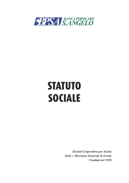 STATUTO SOCIALE - Banca popolare Sant`Angelo
