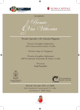 Premio Speciale a Sir Antonio Pappano Premio al miglior diplomato