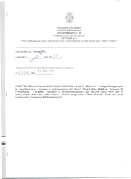Decreto - Regione Calabria - Dipartimento Urbanistica e Governo