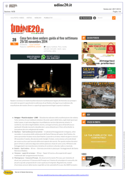 Cosa fare dove andare: guida al fine settimana 29/30 novembre 2014
