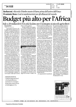 Budget più alto per l`Africa