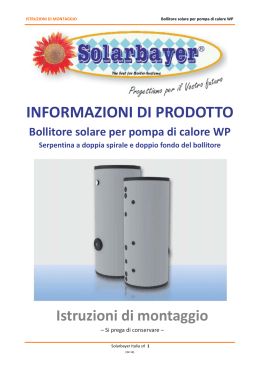 INFORMAZIONI DI PRODOTTO - Solarbayer Italia S.R.L.