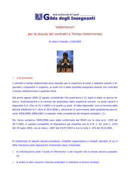 Vademecum per la stipula dei contratti a Tempo Determinato