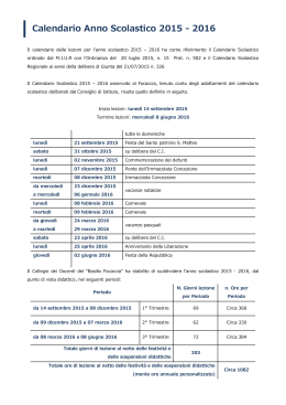 Calendario Anno Scolastico 2015 - 2016