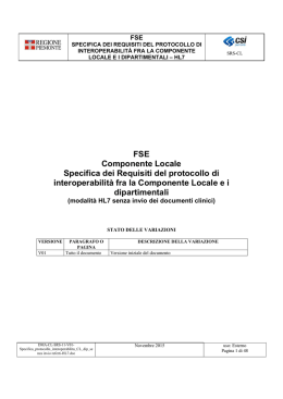 Specifiche di integrazione HL7 senza invio dei documenti (v01)
