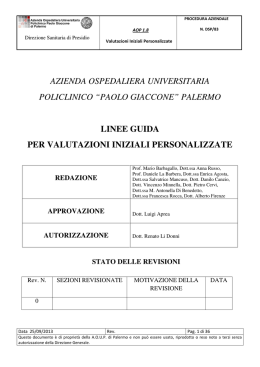 Linee guida per valutazioni iniziali personalizzate