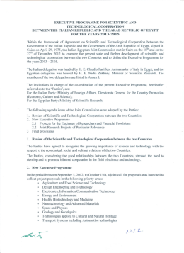 technological cooperation between the italian republic and the arab