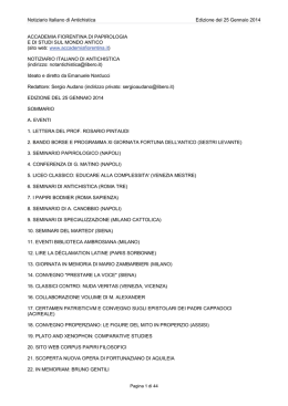 Notiziario Italiano di Antichistica Edizione del 25 Gennaio 2014