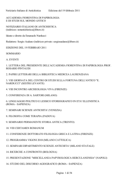Notiziario Italiano di Antichistica Edizione del 19 febbraio 2011