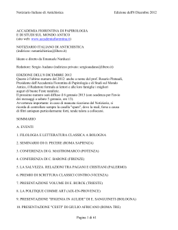 Notiziario Italiano di Antichistica Edizione dell`8 Dicembre 2012
