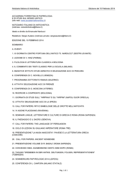 Notiziario Italiano di Antichistica Edizione del 15 Febbraio 2014