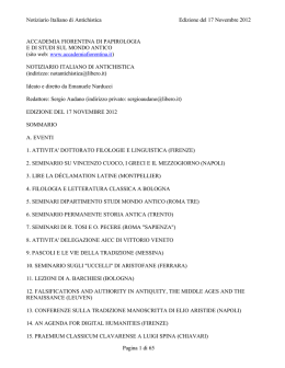 Notiziario Italiano di Antichistica Edizione del 17 Novembre 2012