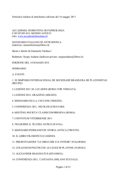Notiziario italiano di antichistica edizione del 14 maggio 2011