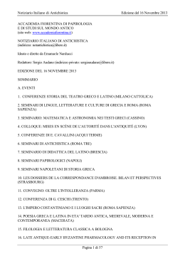 Notiziario Italiano di Antichistica Edizione del 16 Novembre 2013