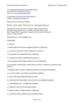 Notiziario Italiano di Antichistica Edizione del 15 settembre 2012