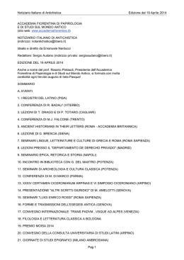Notiziario Italiano di Antichistica Edizione del 19 Aprile 2014 Pag 1