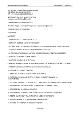 Notiziario Italiano di Antichistica Edizione del 5 Ottobre 2013