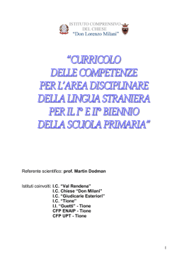 Curricolo delle Lingue Comunitarie