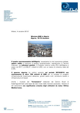 Milano, 4 ottobre 2012 Missione B2B in Algeria Algeria, 10