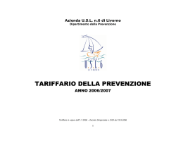 TARIFFARIO DELLA PREVENZIONE