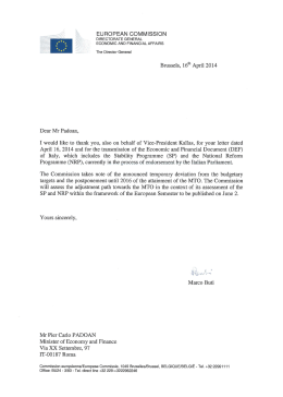 EUROPEAN COMMISSION Brussels, 16th April 2014 Dear Mr