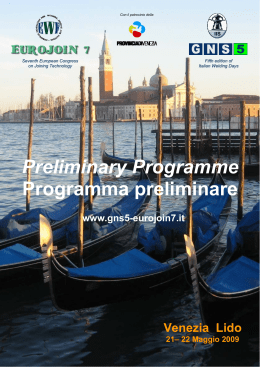 Preliminary Programme Programma preliminare