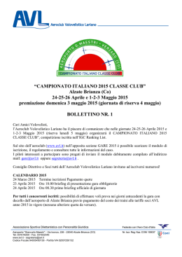 &ldquo;CAMPIONATO ITALIANO 2015 CLASSE CLUB&rdquo; Alzate Brianza (Co