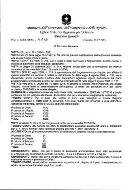 Consistenza della dotazione organica regionale di diritto, per l`a.s