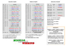 Venerd&igrave; 11 Aprile Sabato 12 Aprile Domenica 13