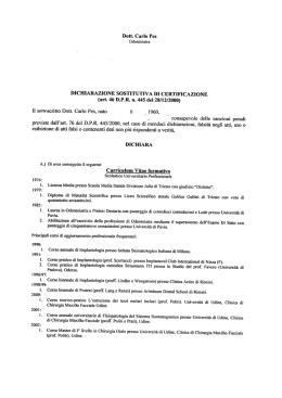 DICHIARAZIONE SOSTITUTIVA DI CERTIFICAZIONE (art. 46 DPR n