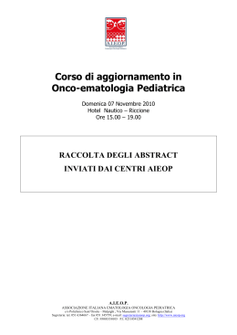 Corso di aggiornamento in Onco-ematologia Pediatrica