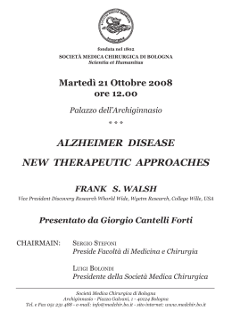 Programma Walsh Alzheimer disease 21 ottobre